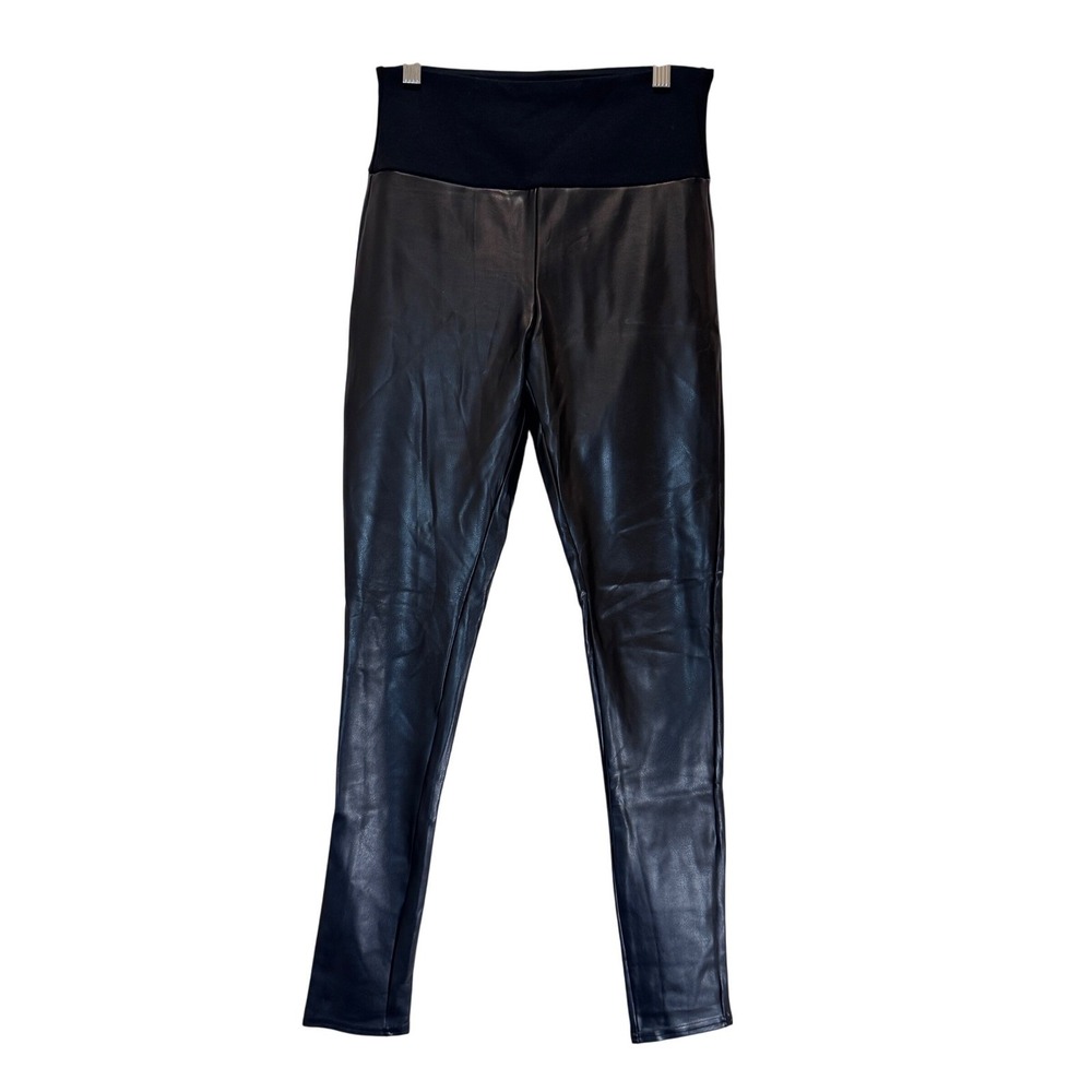 SPANX Assets Faux Leather Leggings Black Edgy Gothic‎ Moto Date Night Small